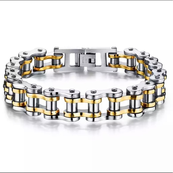 STAINLESS STEEL Men Rock Punk Biker Bicycle Bracel - Picture 6 of 8